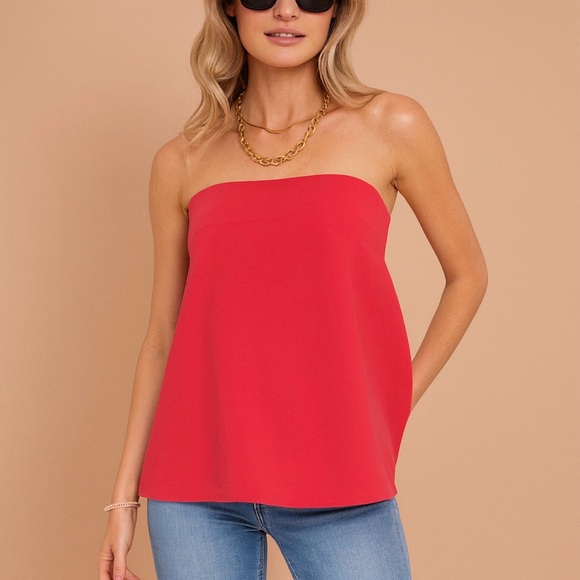 Tuckernuck Tops - Tuckernuck Marin Crepe Strapless Top in Guava Pink Boned Corseted Bustier SZ: M